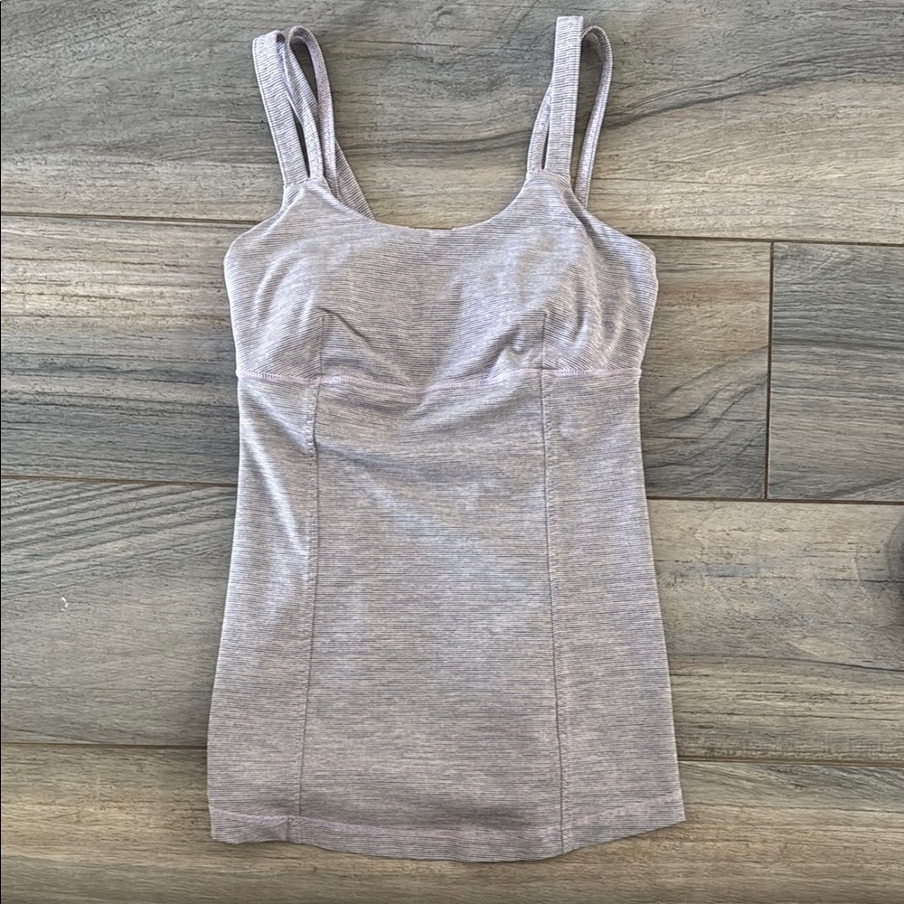 Lululemon Gray Pink Striped Tank Top